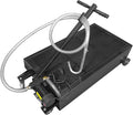 25 Gallon Oil Drain Pan with Electric Pump, Low-Profile Oil Pans for Changing Oil, T-Handle and J-Hook Makes Drain Easier, Black