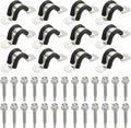 PATIKIL 12Pcs Pipe Clamps, 1/2 Inch 304 Stainless Steel Rubber Cushioned U Bracket Conduit Clamps Pipe Strap Wire Clips with Hexagonal Screw for Tube Hose Cord Installation, 12mm
