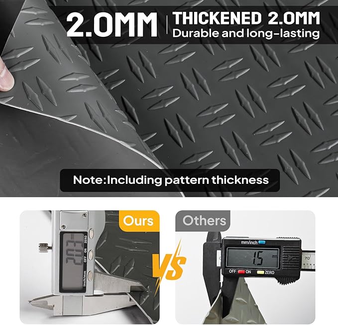 TUFFIOM 7.5 x 17 FT Garage Floor Mat, Thickened Diamond Plate PVC Garage Mats Flooring Roll for Under Car, Garage Car Parking Mats for Compact SUVs, Sports Car