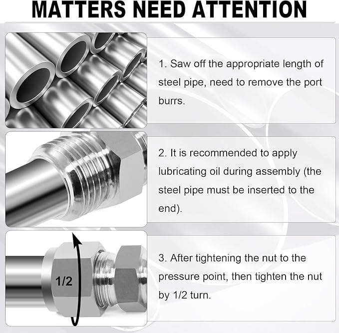 ChillWaves 304 Stainless Steel Compression Tube Fitting, 3/8" OD x 1/4" NPT Male Compression Union Connector(5-PACK)