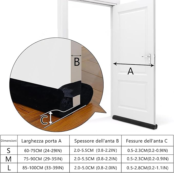Door Draft Stopper for Doors 31-39" No Adhesive Draft Stopper for Bottom of Door Draught Excluder Under Door Wind Blocker Reduce Noise Draught Excluder Sweep Sound Proof(Grey)