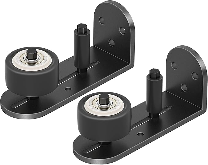 2PCS Sliding Barn Door Floor Guide, Quiet Bearing, Barn Door Adjustable Rubber Rollers, Barn Door Floor Track, Flush Bottom, Round Edge Design, 4.49" L*1.57" W*1.97" H