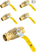 (Pack of 5) EFIELD 1-inch x 1-inch Copper Press Ball Valve with EPDM O-ring,1/4- Turn Full Port Shut Off Stop Ball Valve For Copper Tubing Connection,(VALVE407-5PCS)