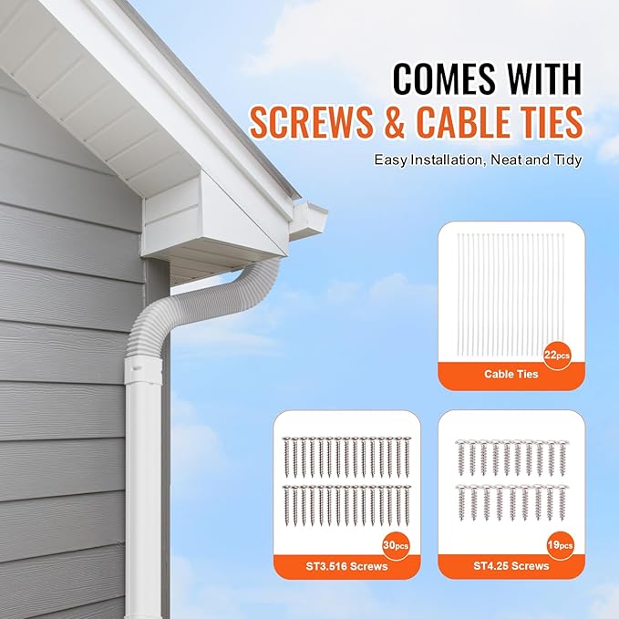 VEVOR Mini Split Line Set Cover 3-inch W 17.7Ft L, PVC Decorative Pipe Line Cover for Air Conditioner with 10 Straight Ducts & Full Components Easy to Install, Paintable for Heat Pumps, White