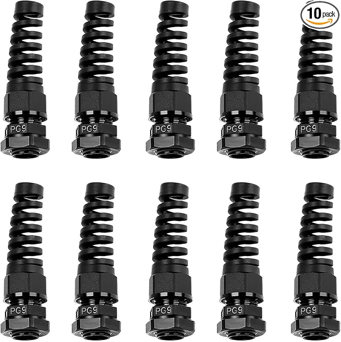 Cable Glands PG9 Nylon Cable Gland Waterproof joints with Strain Relief for 4mm-8mm Dia Wire, 10Pcs Suitable for Various Electrical