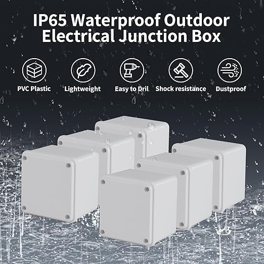 6 Pack 4" x 4" x 3" PVC Plastic Dustproof Waterproof Box IP65 Junction Boxes Project Junction Conduit Box for Electrical Outdoor Enclosure