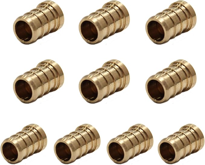 (Pack of 10) EFIELD Pex 1/2-inch Plug End Cap Pipe Barb Crimp Brass Fitting 1/2",(PEX1807092)