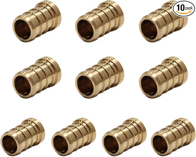 (Pack of 10) EFIELD Barb Crimp Pex 3/4-inch Plug (End Cap) Brass Fittings, ASTM F1807,(PEX1807232-10PCS)