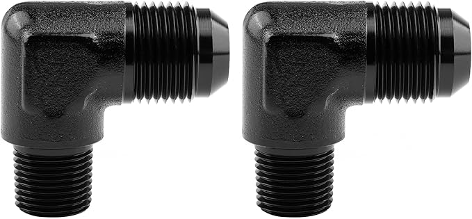 EVIL ENERGY 8AN to 3/8" NPT Male 90 Degree Fitting Adapter Aluminum 2PCS