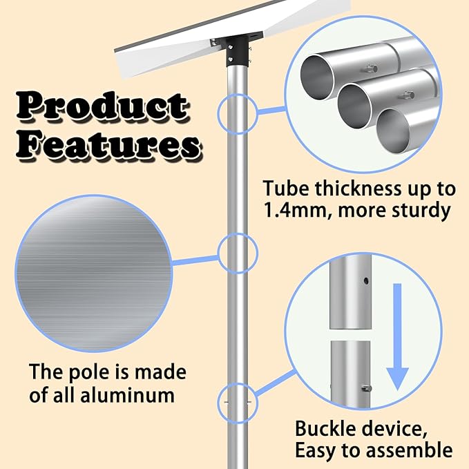 Starlink Gen 3 Pole Mount - Durable 2" Diameter 8.9ft Aluminum Pole With Pipe Adapter - Perfect for Secure Standard Dish (Mount With Ground Anchor)