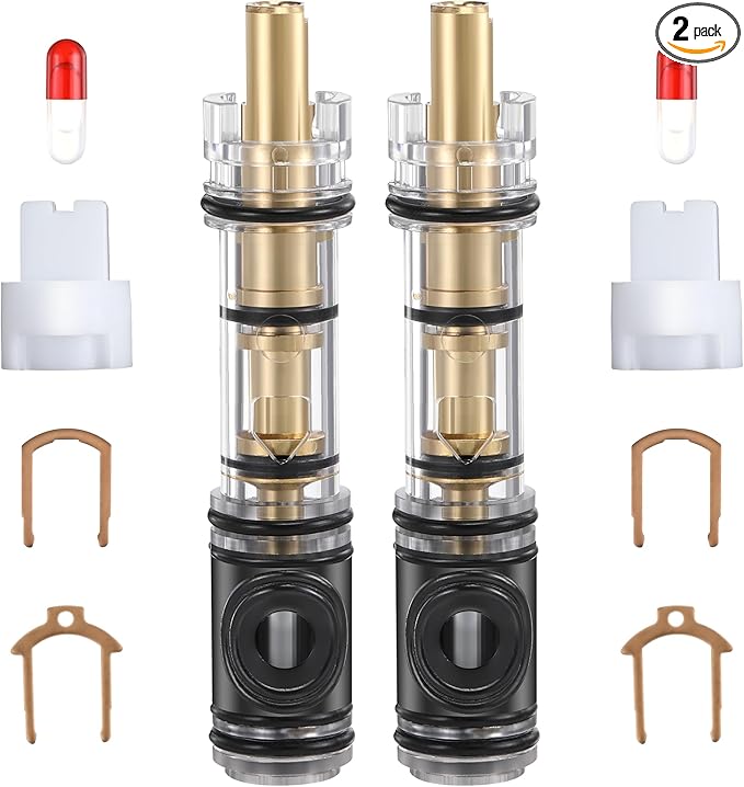 Enhon 2 Pack Dual Seal Cartridge Replacement Compatible with Moen 1225 1225B, One Handle Lavatory and Bathroom Faucet Cartridge Fits Single Handle Faucet/Showers, Brass