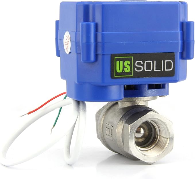 U.S. Solid Motorized Ball Valve- 3/4" Stainless Steel Ball Valve with Full Port, 9-24V AC/DC and 2 Wire Auto Return Setup (25 Packs)