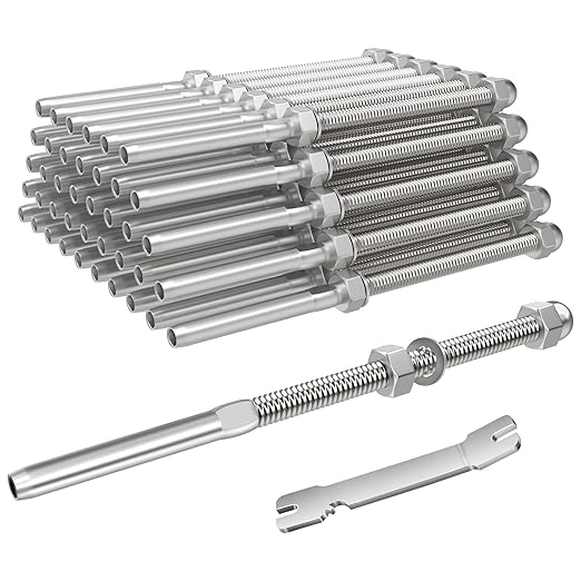 BLIKA 40 Pack 6" Long 1/8" Swage Threaded Stud Tension End Fitting Terminal for Deck Cable Railing Hand T316 Stainless Steel, for 4x4, 2x2 Wood Metal Post