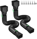 Rain Gutter Downspout Extensions, Downspout Extender for Rainwater Drainage Flexible, Down Spout Drain Extension Pipe and Extendable from 21 to 66 Inches (2 Pack, Black)
