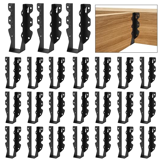 24 Pcs 2"x 8" Joist Hanger,Q235B Steel Black Powder Coated Face Mount Joist Hangers ,Hurricane Ties for Rafters,Tie Brackets for Floor Deck and Ceiling Joists