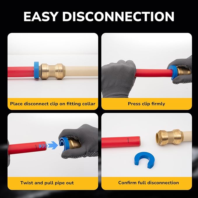 1/2" 90 Degree Elbow Pushfit, Push to Connect Brass Plumbing Fitting for Copper, CPVC, PEX Pipe, Brass Pex Fitting with Upgraded Stiffener, NSF & UPC Certified, 4 Pack
