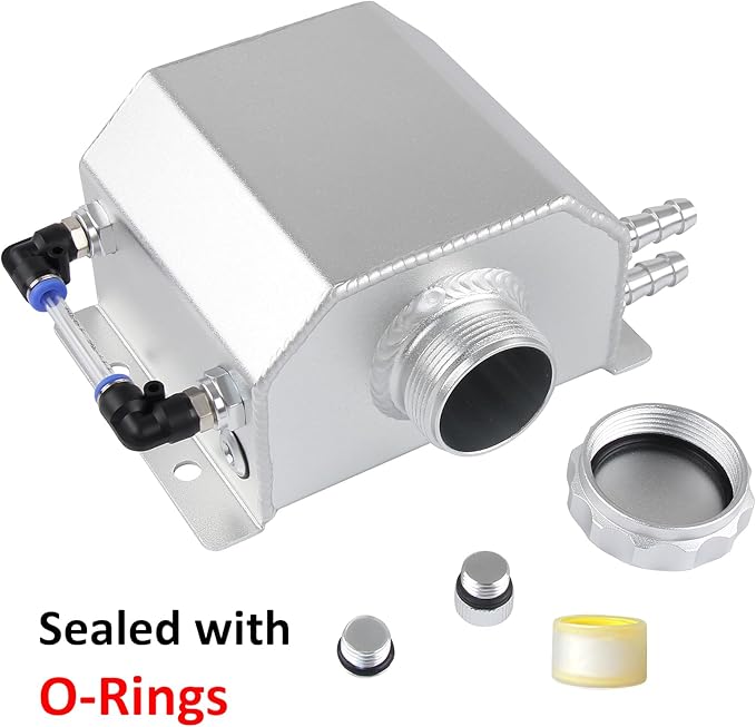 Coolant Radiator Tank Reservoir Expansion Overflow Tank Universal 1L Aluminum Silver