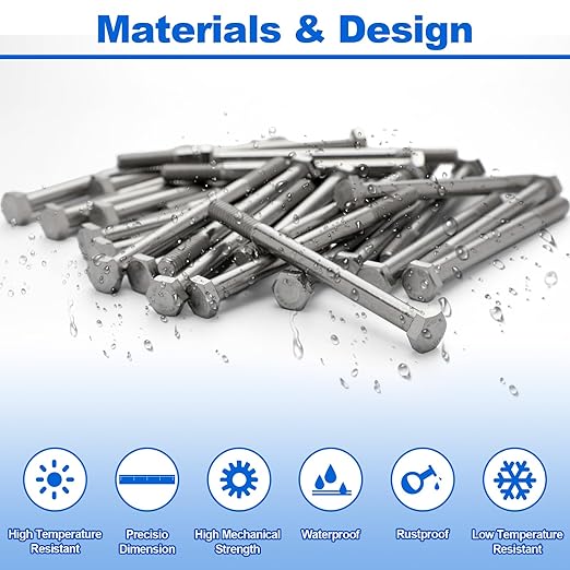 30 Pack 5/16-18 x 4'' Hex Head Cap Screw Bolt 304 Stainless Steel Half Thread External Hex Drive Screw Bolt Fastener for Wet Outdoor Metal Framing Concrete Reinforcement Railing Trellises