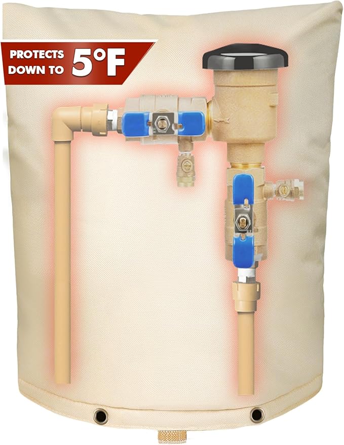 SUNICO Backflow Preventer Insulation Cover (5°F) - 5-Layer Upgrade Insulated Design Sprinkler Covers for Outside,28" W X 36" H, Backflow Insulation Cover for Sprinkler Valve ,Winter Freeze Protection