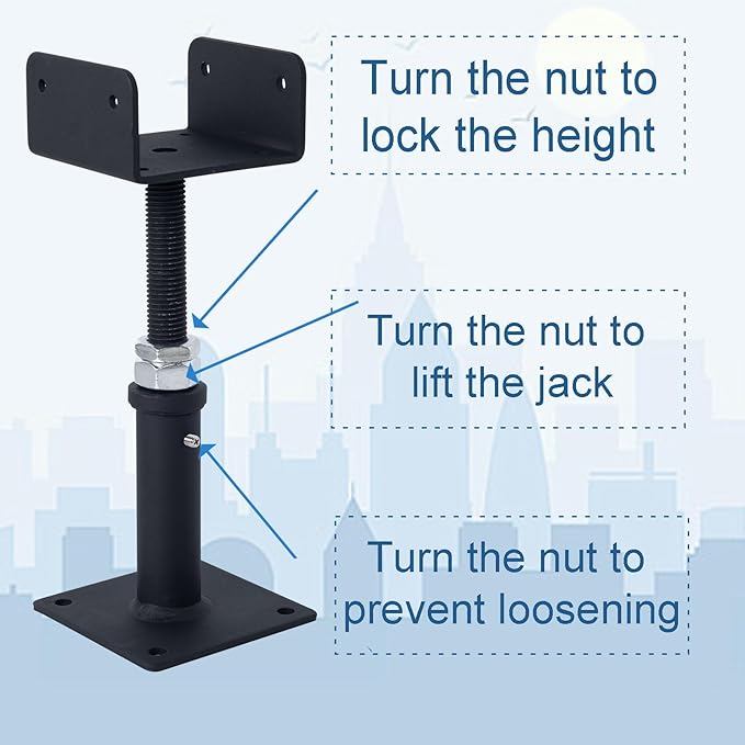 2 Pack U-Shaped Floor Jack, Heavy Duty Adjustable Steel Telepost with U-Head for 4x2, 4x4, 4x6 Joists, 6-9 Inch Adjustment Range, Screw Jack Post for Beam Support & Leveling