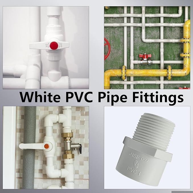 10Pcs 1 inch NPT Male Thread PVC Pipe Fitting Adapter Connector(Socket x NPT Male), Pipe Connectors, 1 inch Pipe Fitting, PVC Pipe Coupling for Plumbing Water Line, Schedule 40, White
