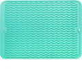 Silicone Dish Drying Mat for Multiple Usage,Easy clean,Eco-friendly,Heat-resistant Silicone Mat for Kitchen Counter or Sink,Refrigerator or drawer liner Mint L 16 inches x 12 inches