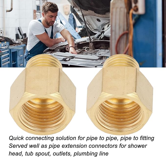 FTVOGUE 10Pcs Brass Pipe Fittings Male to Female Adapter Solid Brass Plumbing Connectors for Shower Head Tub Spout Hydraulic Systems