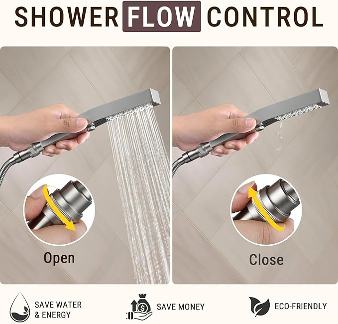 G-Promise All Metal Shower Head Shut Off Valve, G1/2" Shower Flow Control Valve for Handheld or Bidet Sprayer (Brushed Nickel)