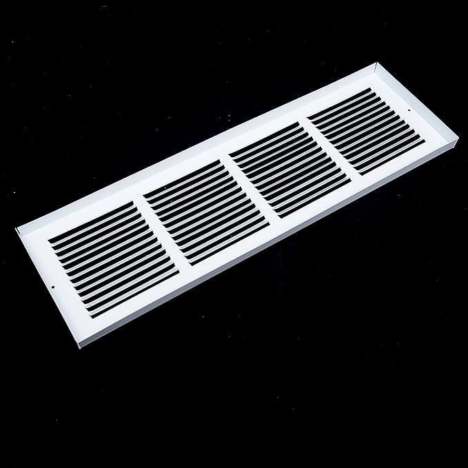 [6 Pack] Fits 24x6 Duct Opening | Steel Baseboard Return Air Grille by Handua | Vent Cover Grill | 7/8" Margin Turnback [Depth] to Fit Baseboard | White | Out. Dim.: 25.75"W X 7.75 "H