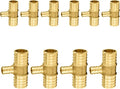 10-Pack PEX Fittings Niikappu 1"x1"x1/2" Pex Tee, Brass Crimp Pipe Fittings for PEX Pipes, ASTM F1807