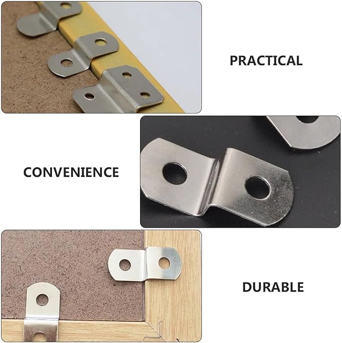 120 Pcs Stainless Steel Fixed Clips - Corner Brackets & Connectors for Photo Frames, Mirrors & Cabinets