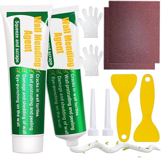 Drywall Repair Kit, 2 Pack Spackle Wall Repair Patch Kit with Scraper, Quick and Easy Solution to Fill The Holes of Home Wall, Plaster Dent Repair and Wood Scratch Repair