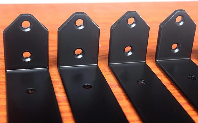 8 Pack - L 5" x H 2" x W1.5, 5mm Thick Black L Shelf Bracket, Iron Shelf Brackets, Metal Shelf Brackets, Floating Shelf, Shelf Supports with Screws Blind