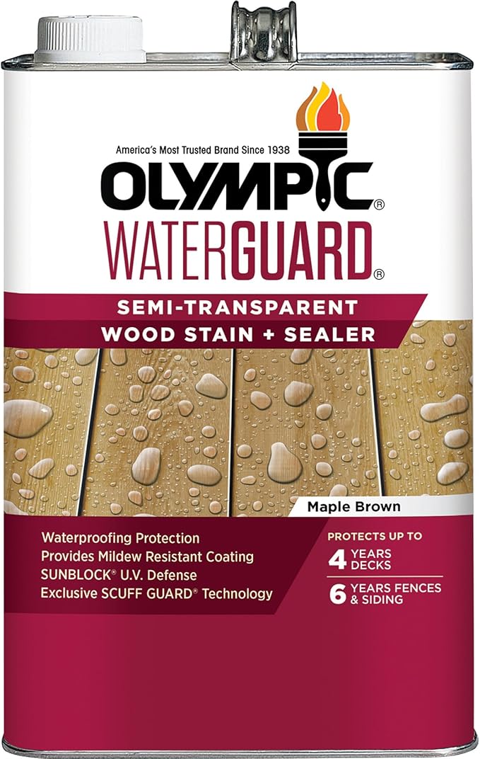 Olympic WaterGuard 1 gal. Maple Brown Semi-Transparent Wood Stain and Sealer