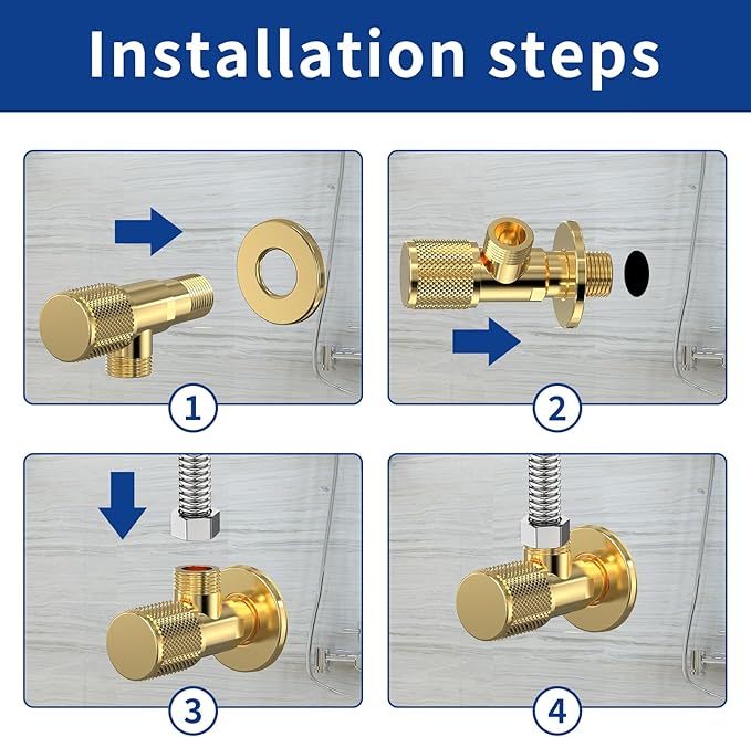 Bathroom Angle Stop Valve Shut Off Quarter Turn Hot Cold Water Shut Off Valve For Toilet Kitchen Sink