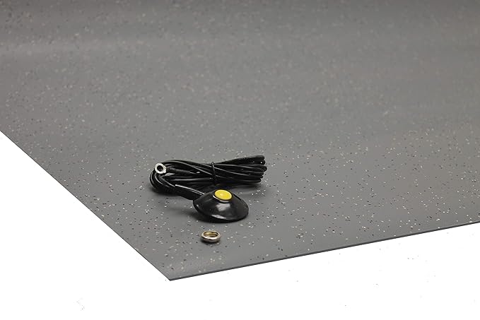Dissipative,Conductive Anti Static ESD Rubber Floor Mat, Grey Speckled, 3 mil Thick- 36"x 72" (3' x 6')