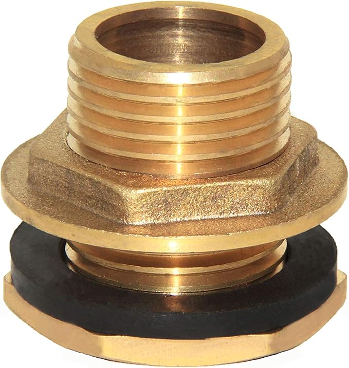 Joywayus 1" Male And No Female Inside Soild Brass Water Tank Connector Bulkhead Tank Fitting With Rubber Ring Stablizing