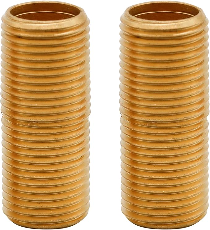 (2 pcs) Brass Pipe Adapter Plumbing, G Thread 1/2" Male to NPT Thread 1/2" Male Pipe Fitting Adapter, Seamless and Leakproof (2" Length)