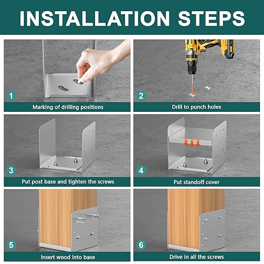SPACEEUP 8x8 Post Base 1 Pcs Adjustable Post Anchor Bracket (Inner Size:7.5" x 7.5") Post Base Stainless Steel Concrete Post Anchor for Pavilion Deck Railing Support Decorative Anchor Plate