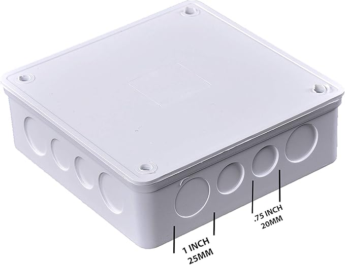 Co. 6" x 6" x 3" PVC Plastic Junction Conduit Box with 3/4" & 1" Pre molded Holes