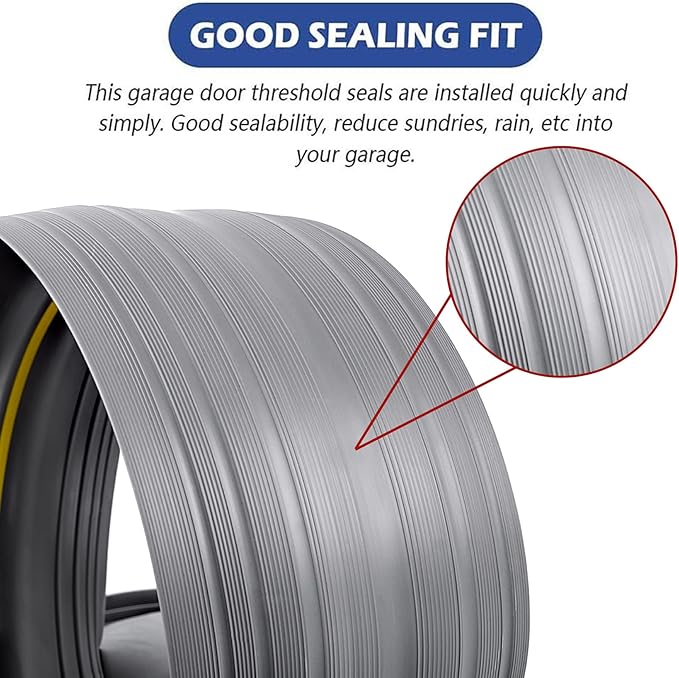 ToLanbbt 16.5Ft/5M Universal Garage Threshold Seal Strip with 300ml Black Adhesives, Garage Door Bottom Weatherproof Strip Rubber DIY Weather Stripping Replacement (Grey+Yellow)
