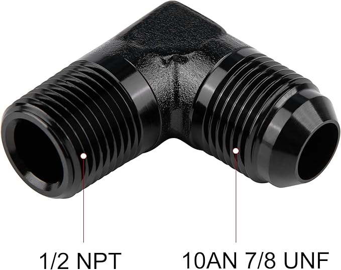 EVIL ENERGY 10AN to 1/2" NPT Male 90 Degree Fitting Adapter Aluminum