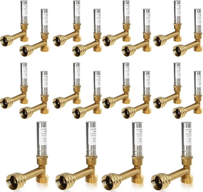 Water Hammer Arrestor,3/4 Inch Swivel FHT x 3/4 Inch MHT Tee Copper Water Arrestor for Washing Machine Connection(20PACK, Tee Stainless Steel Arrestor)(HAMMER016-20Pack)