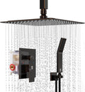 SR SUN RISE 12 Inch Oil Rubbed Bronze Shower System Brass Bathroom Luxury Rain Mixer Shower Combo Set Ceiling Mounted Rainfall Shower Head System Faucet Trim Repair Kits with Rough-In Valve and Trim
