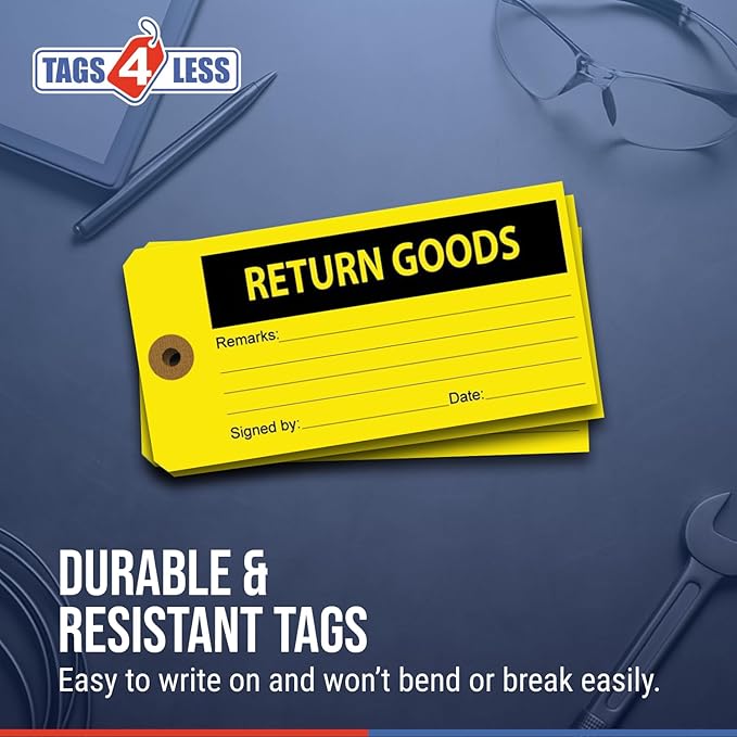 Tags 4 Less Production Quality Control Hang Tags – Equipment Preventative Maintenance Labels, for Easy Record-Keeping for Inventory Status (Return Goods, Pack of 100)