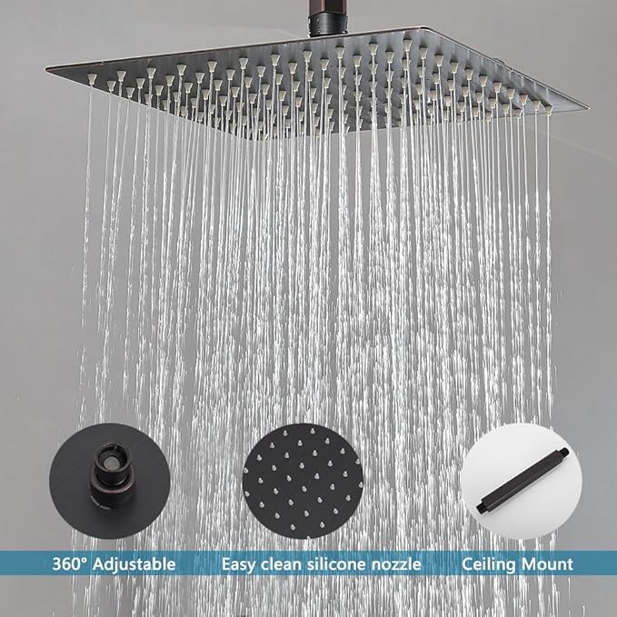 10 Inch Ceiling Mounted Shower System Rain Mixer Shower Combo Set Rainfall Shower Head System ‎Oil Rubbed Bronze Shower Faucet Rough-in Valve Body and Trim Kit Included