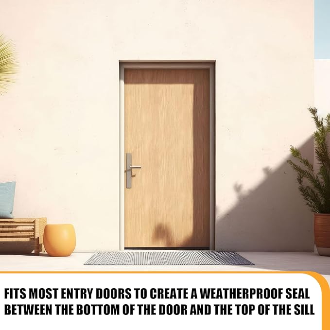 Replacement Door Bottom with Vinyl Fins 36" Long 1 3/4" Wide Threshold Seal Bottom of Door Weatherstrip Kerf Weather Stripping for 7/8" Between Barbs(2 Pcs,Brown)