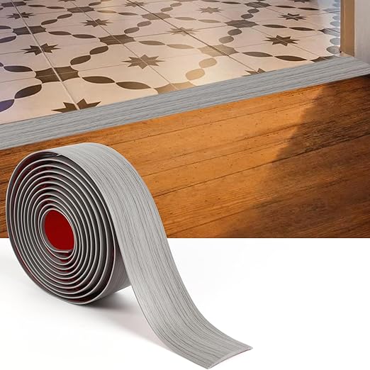 Floor Transition Strip for Doorways, 2'' x10Ft Self-Adhesive Laminate Floor Strip, Carpet Threshold - Gray Wood Grain