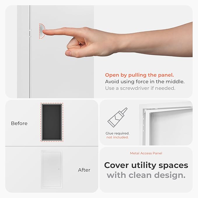 10x20 Inch White Access Panel – Metal Rectangular Wall & Ceiling Access Door for Plumbing Electrical HVAC – Easy Install Indoor Panel for Drywall Home Improvement and Maintenance