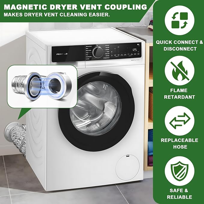 90°Magnetic Dryer Vent Coupling-Quick Connection and Disconnection Strong Magnet Self-Alignment Design Quick-Installation Dryer Magnetic Vent Connector Dryer Vent Connector Kit（Silver）